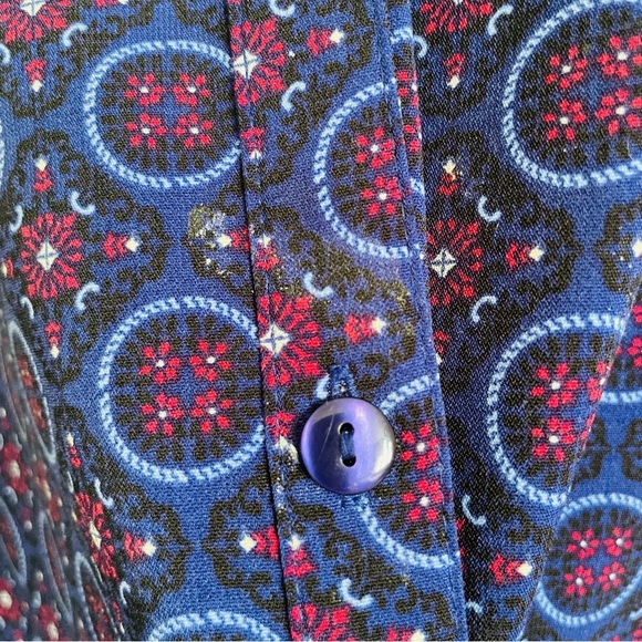 Catherines Women's Blue Patterned Top full button-down tunic flowy size 14/16W - Picture 7 of 8